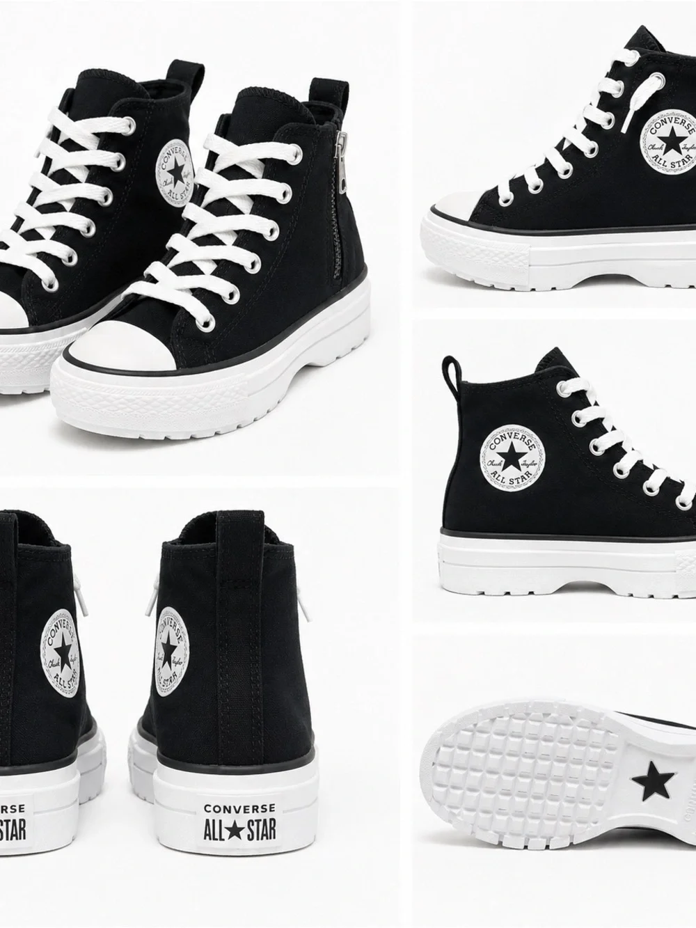 NWOB Converse Kids Black and White High-Top Platform Sneakers